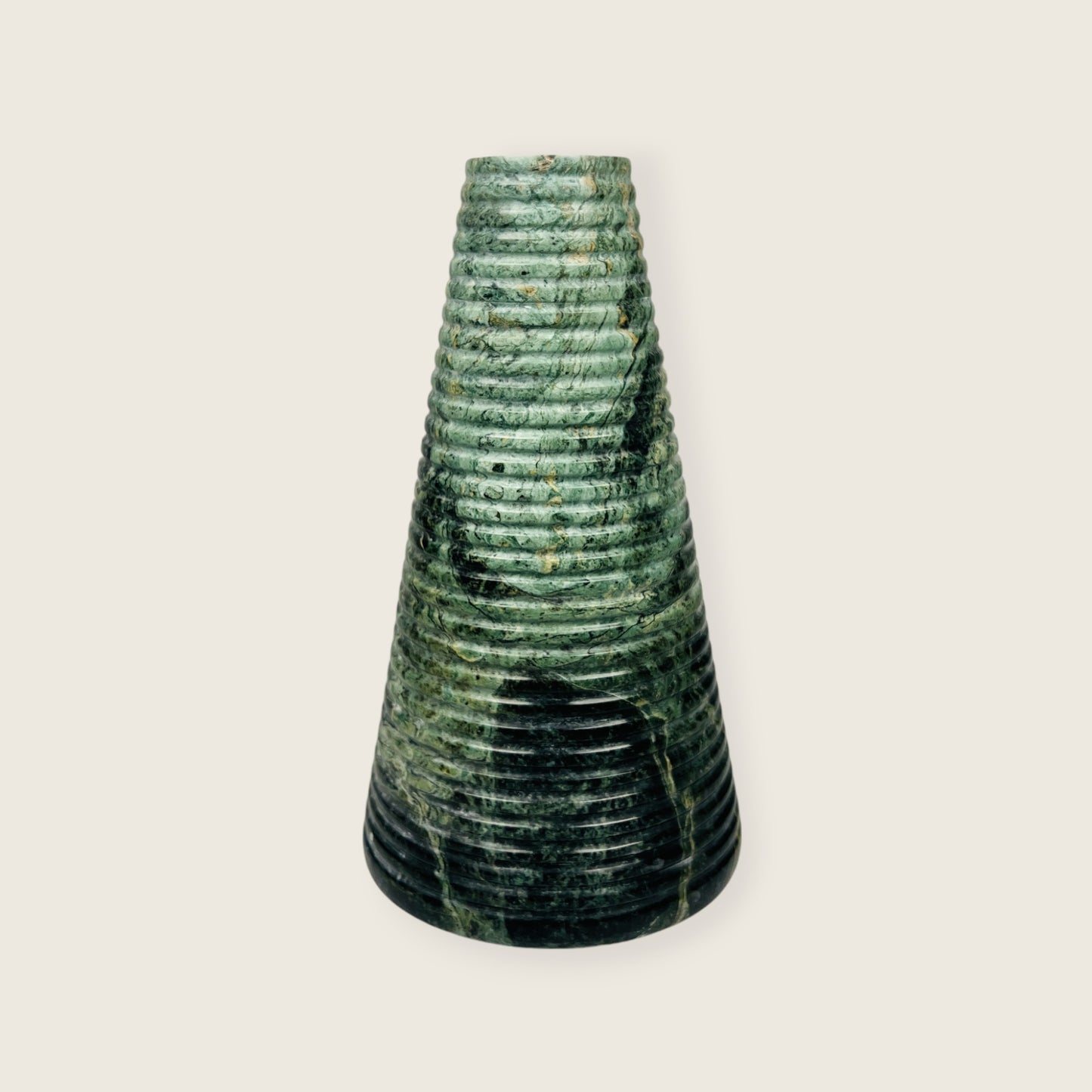 Grooved Marble Vase - Green