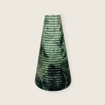 Grooved Marble Vase - Green