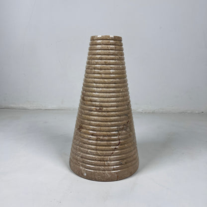 Grooved Marble Vase - Beige
