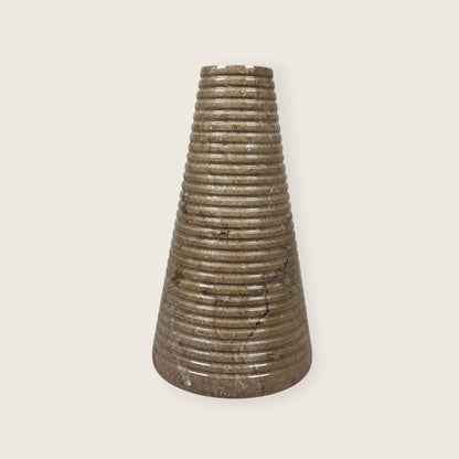 Grooved Marble Vase - Beige