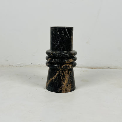 Ringed Marble Vase - Black