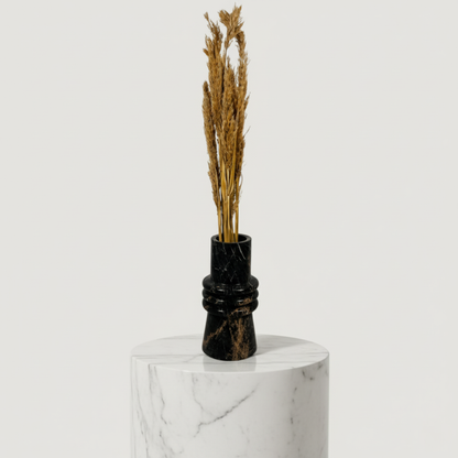 Ringed Marble Vase - Black