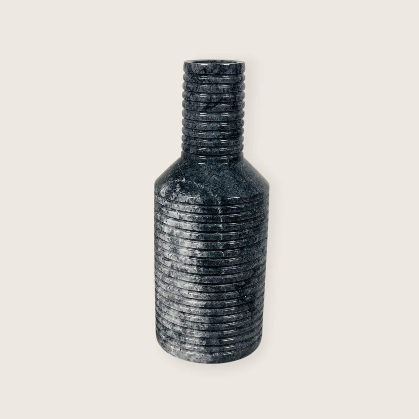 Grooved Marble Vase - Black & Blue