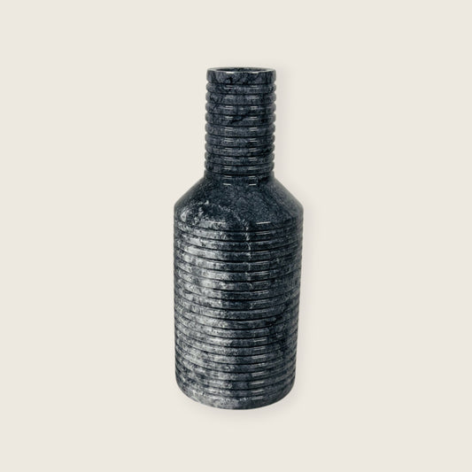 Grooved Marble Vase - Black & Blue