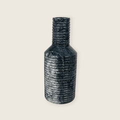Grooved Marble Vase - Black & Blue