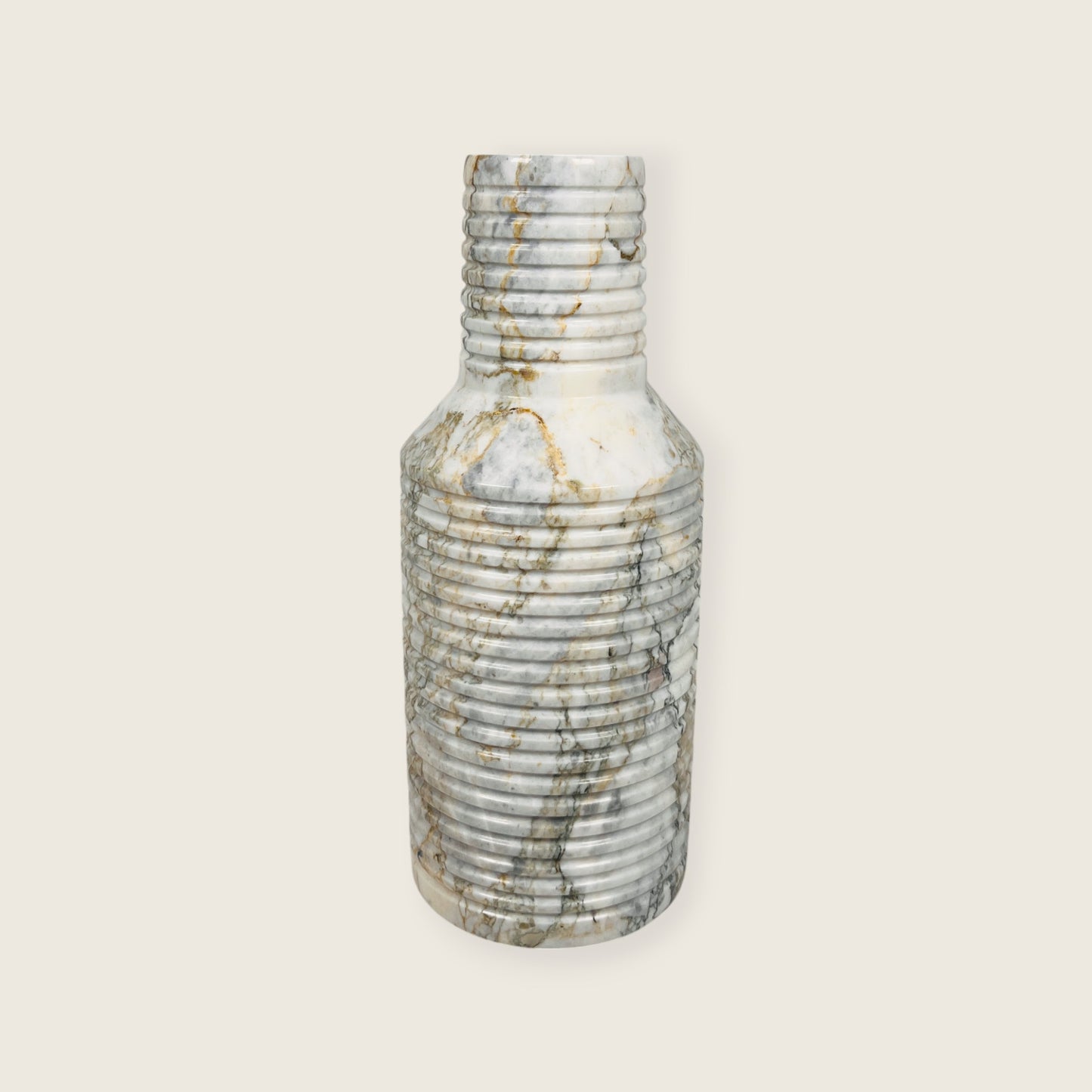 Grooved Marble Vase - Green Commando