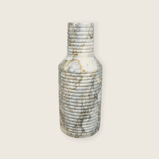 Grooved Marble Vase - Green Commando