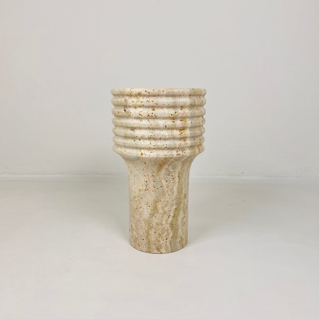 Stacked Ringed Travertine Vase (Large)