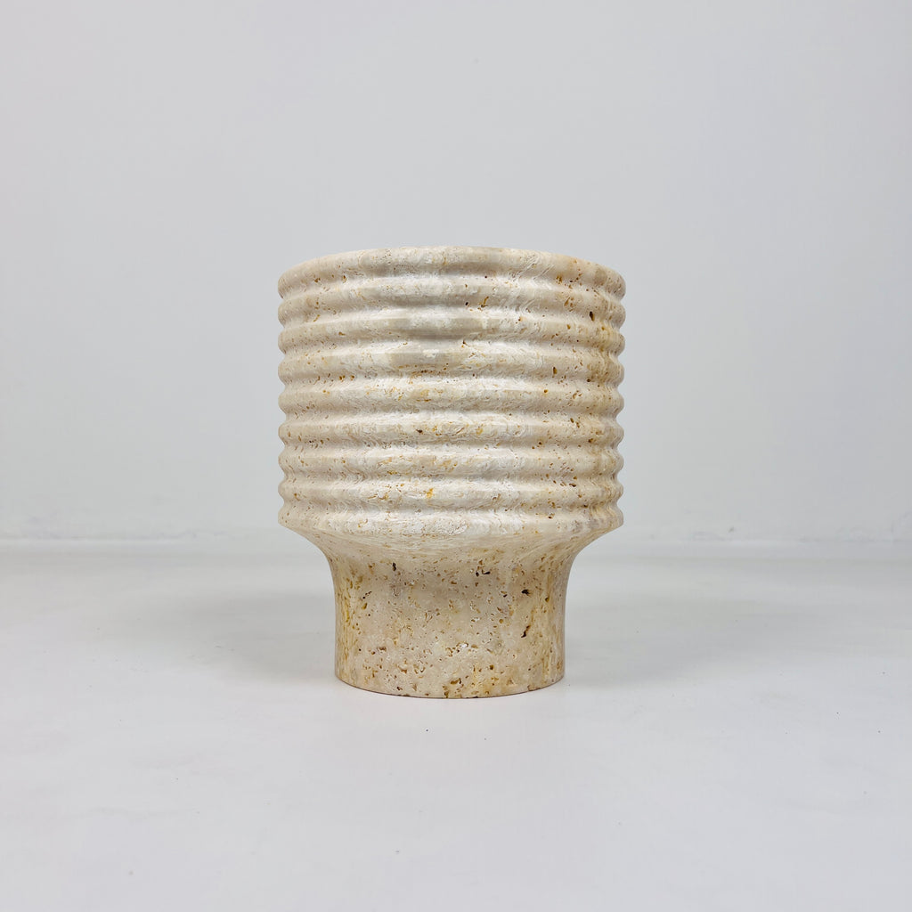 Stacked Ringed Travertine Vase (Small)