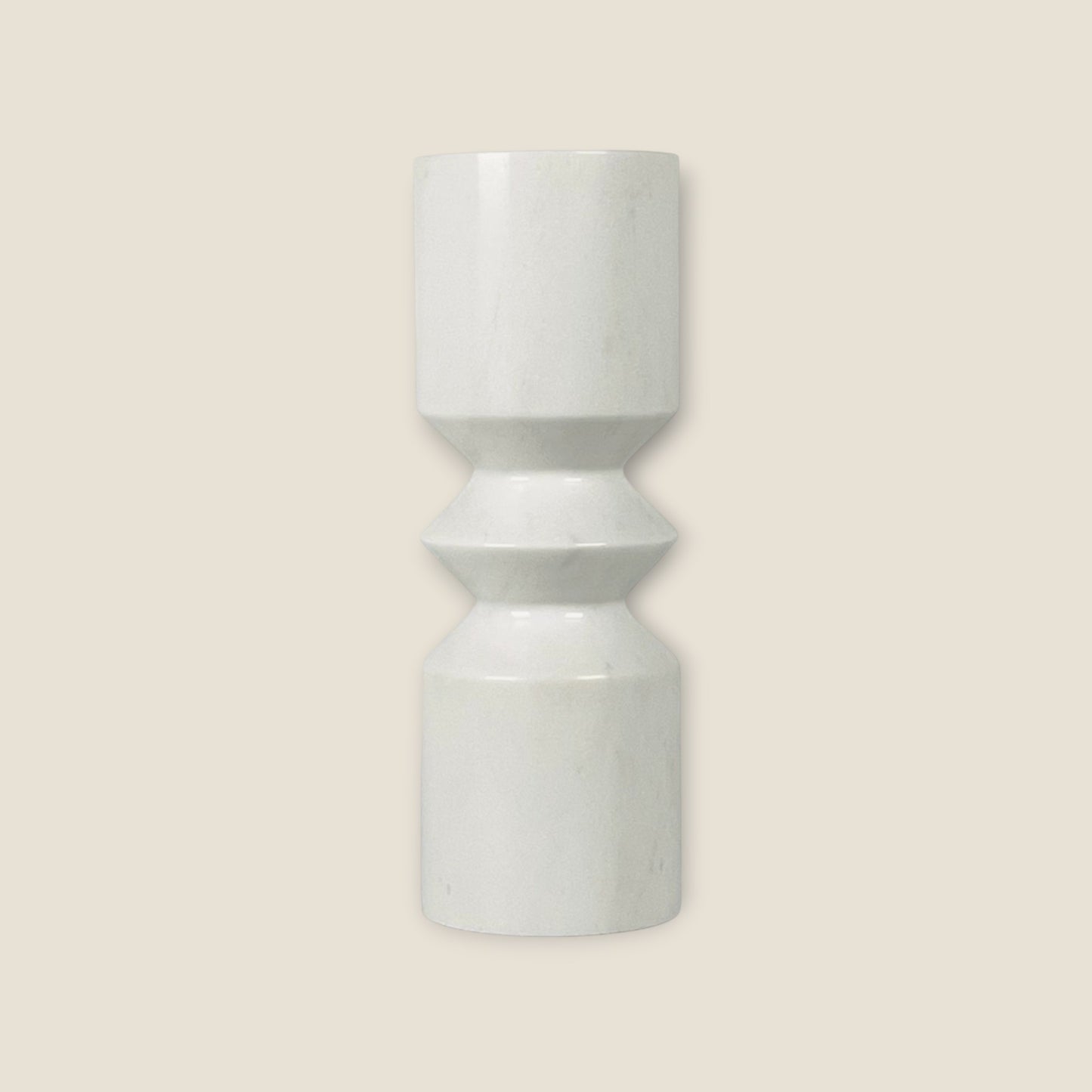 Bulged Disc Candle Stand - White
