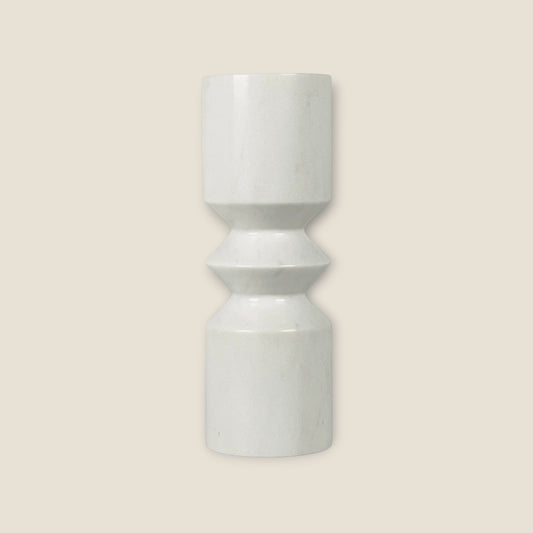 Bulged Disc Candle Stand - White