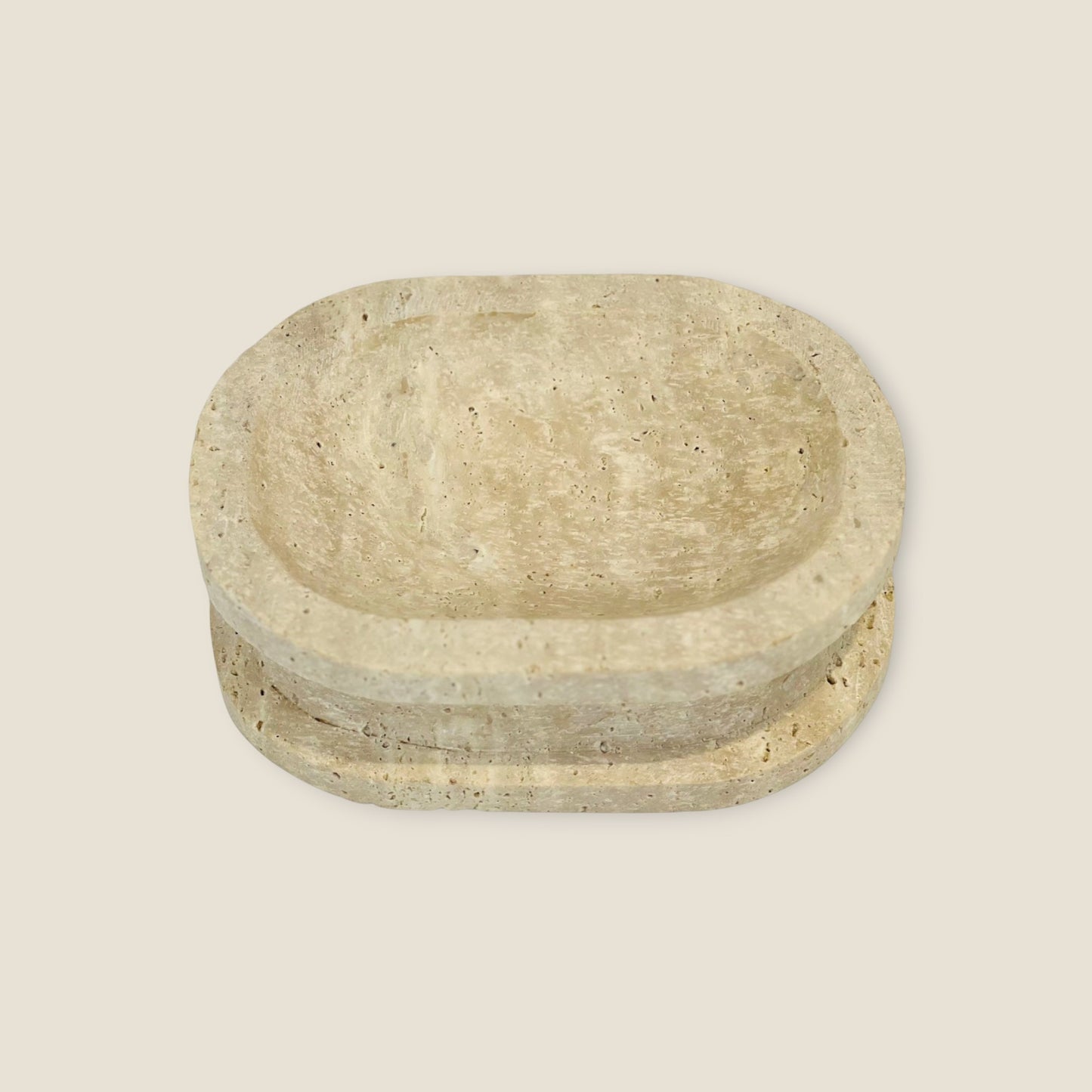 Double Sided Soap Dish - Travertine