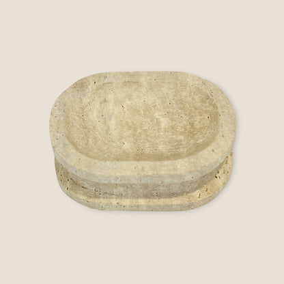 Double Sided Soap Dish - Travertine