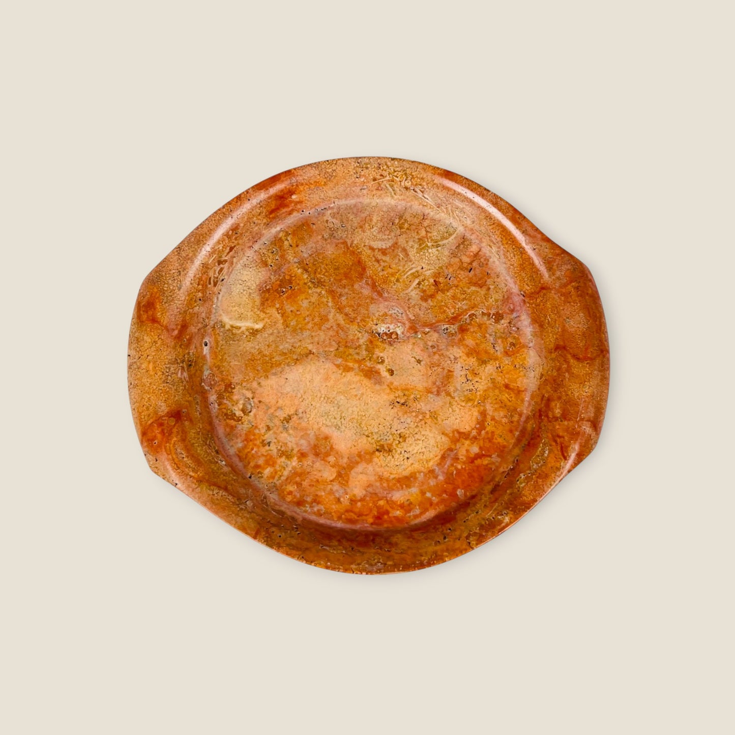 Red Travertine Round Tray