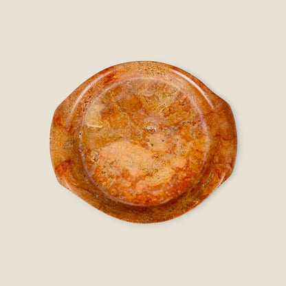 Red Travertine Round Tray