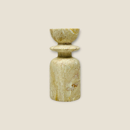 Collared Candle Stand  - Travertine