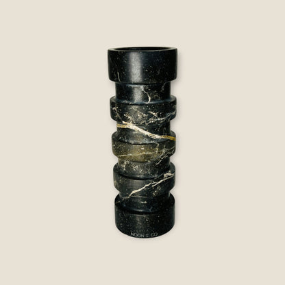Banded Cylindrical Candle Stand - Black