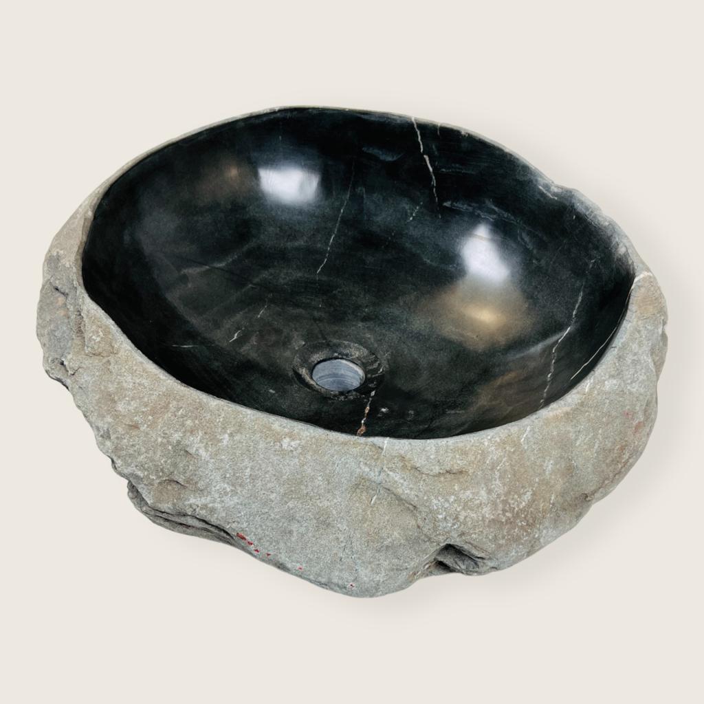 Black Lined River Stone Sink