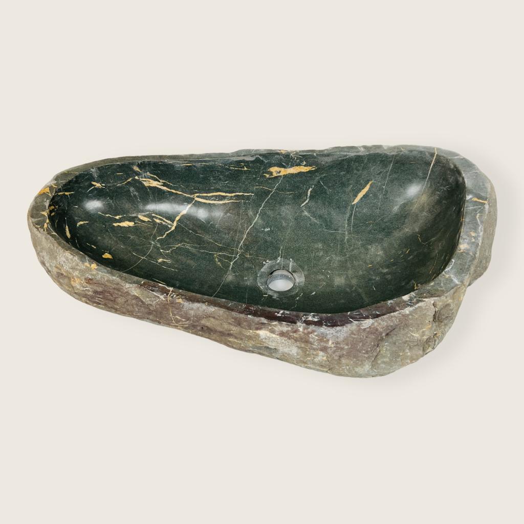 Emerald Green Gold Streaked River Stone Sink