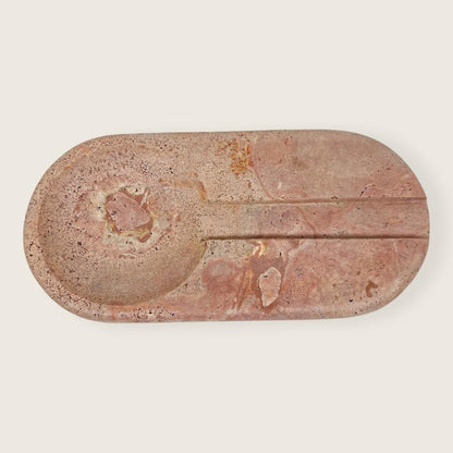 Oval Marble Ash Tray - Red Travertine