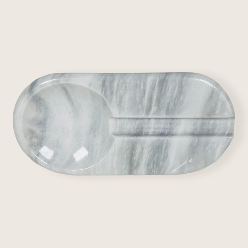 Oval Marble Ash Tray - Gray