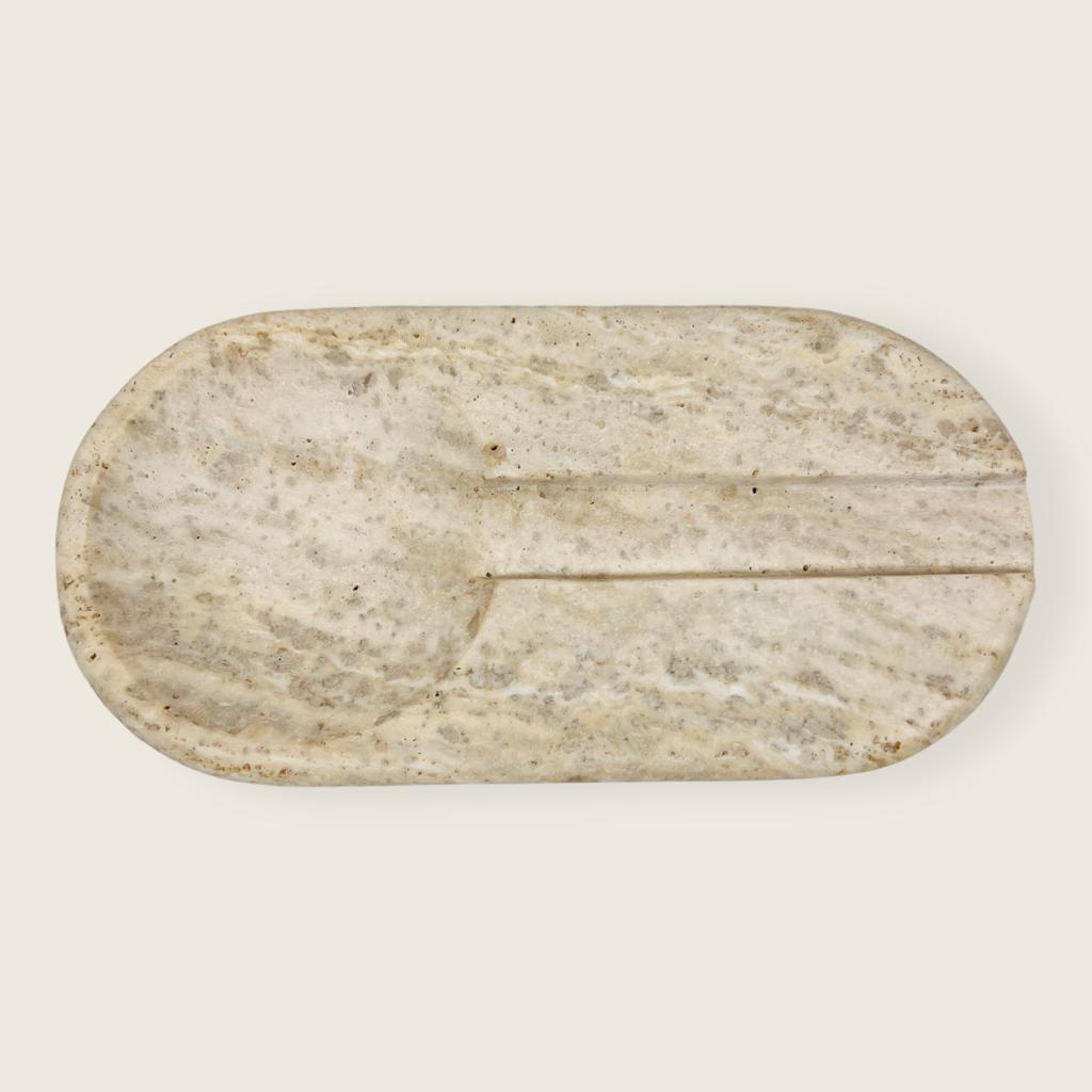 Oval Marble Ash Tray - Travertine