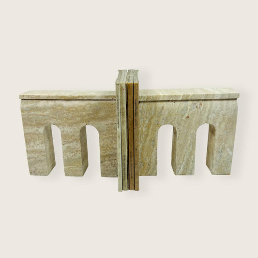 Handmade Travertine Grazed Bookend Pair