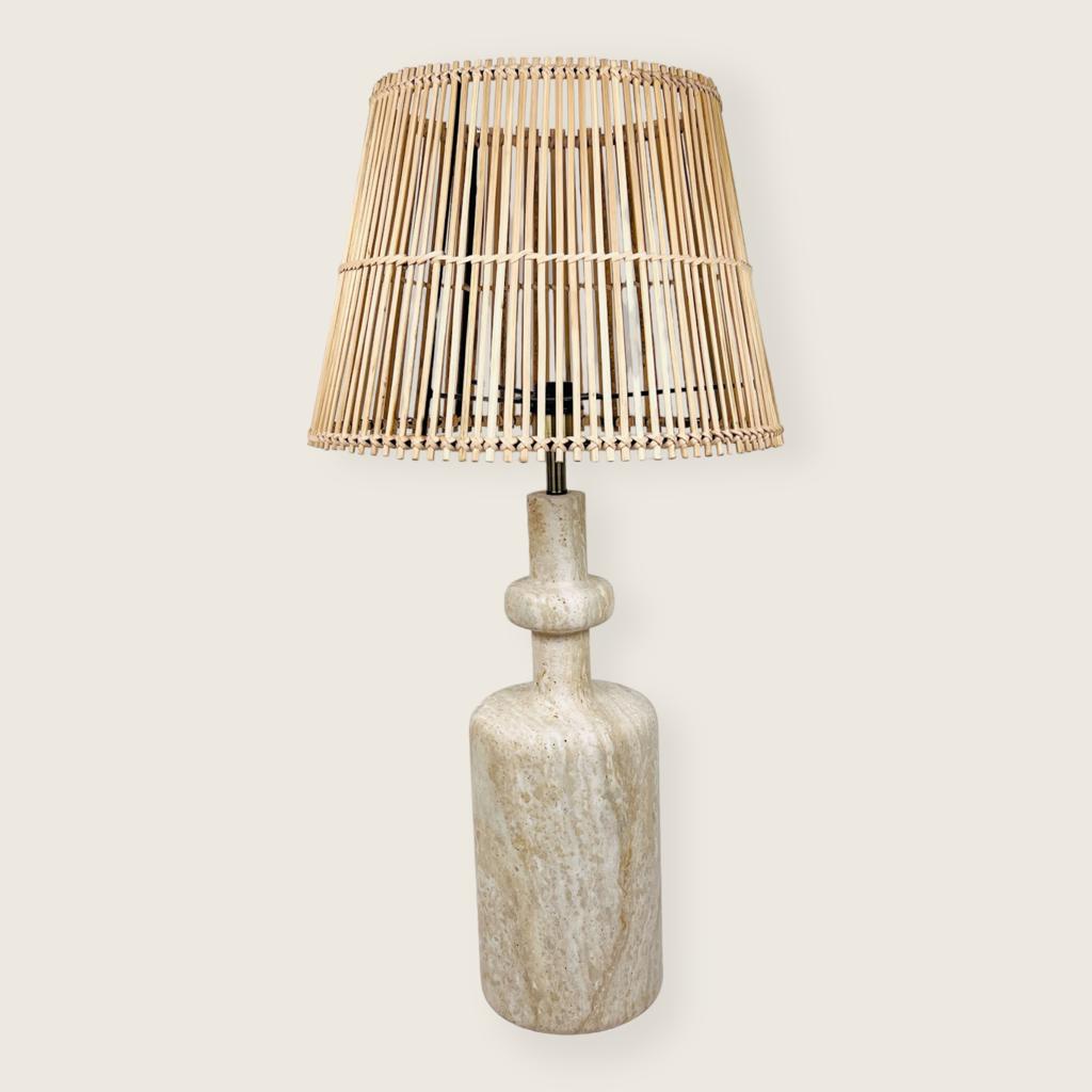 Bottle Bottom Travertine Grazed Table Lamp