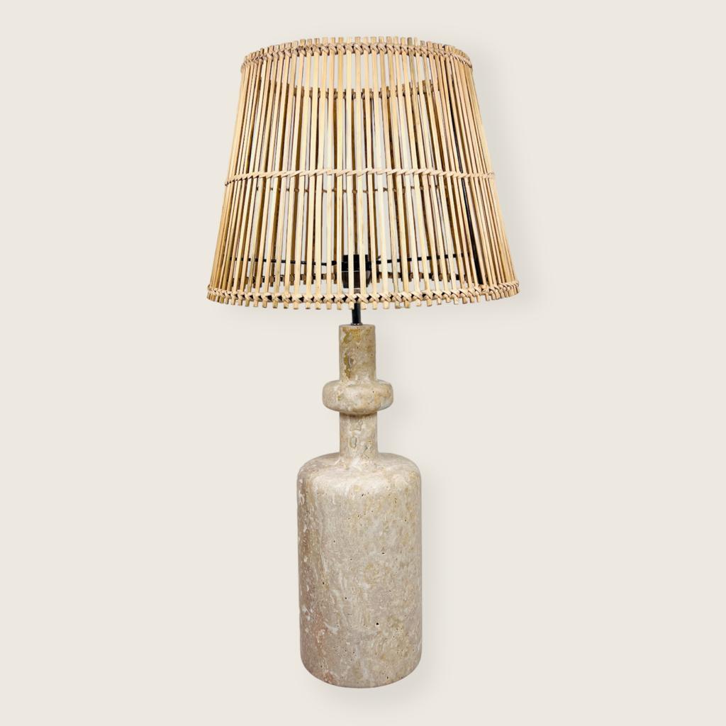 Bottle Bottom Travertine Lined Table Lamp