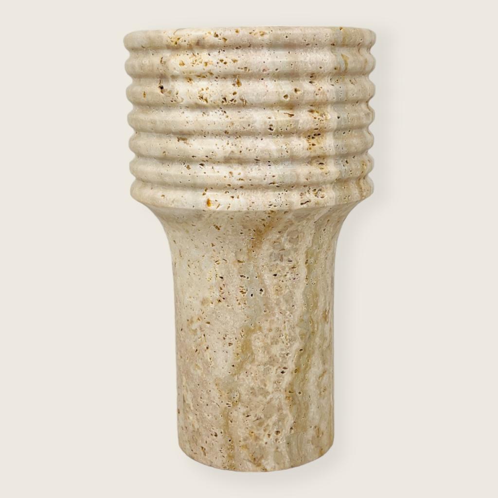 Stacked Ringed Travertine Vase (Large)