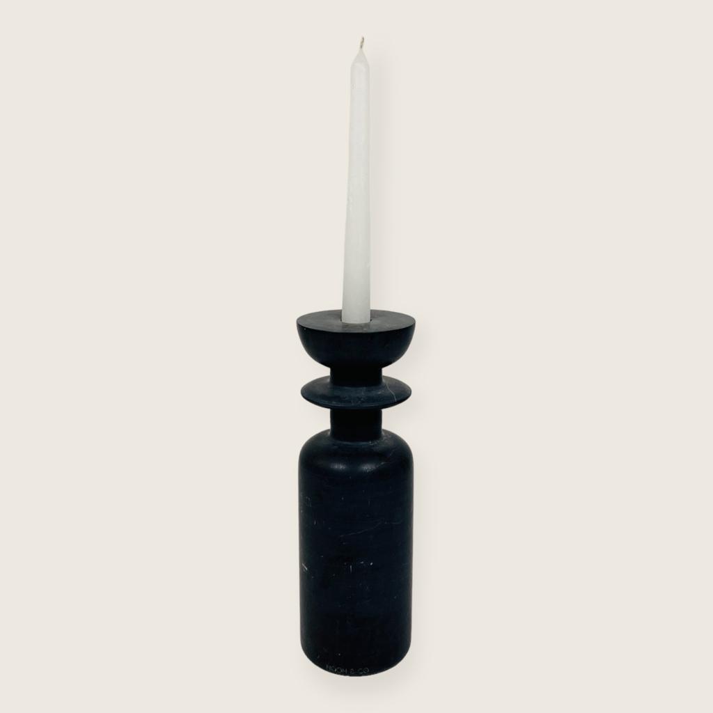 Ringed Bottle Black Marble Candle Stand