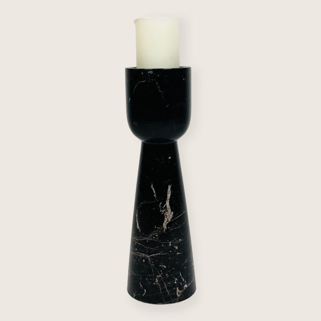 Cup Topped Black Marble Candle Stand (Small)