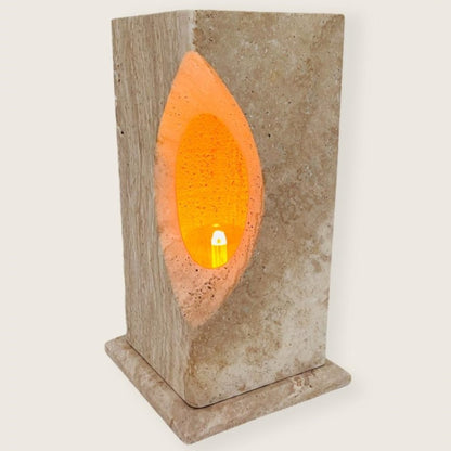 Hollowed Crescent Floor Lamp - Travertine