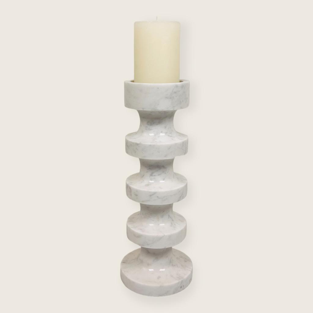 Accordian Candle Stand - Gray & White