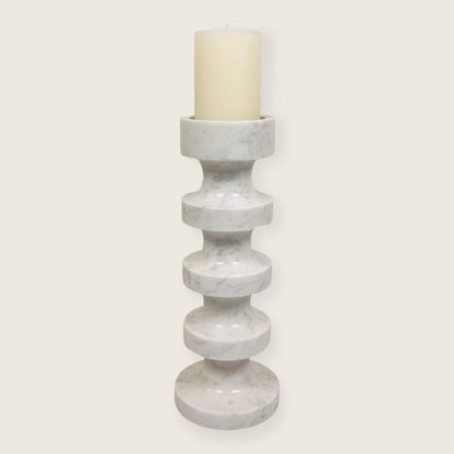 Accordian Candle Stand - Gray & White