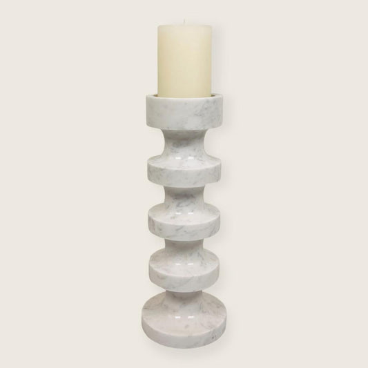 Accordian Candle Stand - Gray & White