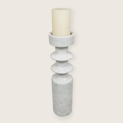 Dual Ringed Candle Stand - White & Gray