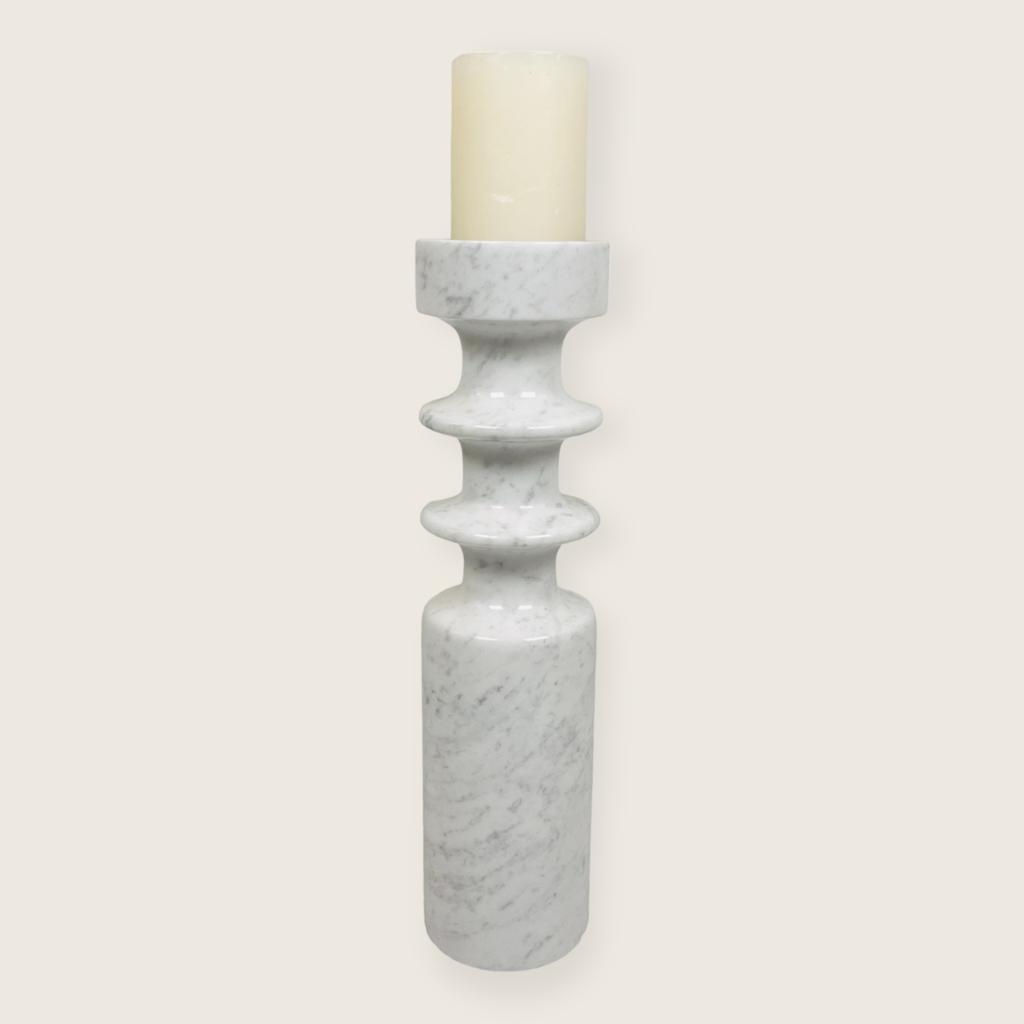 Bulged Disc Grey Marble Candle Stand