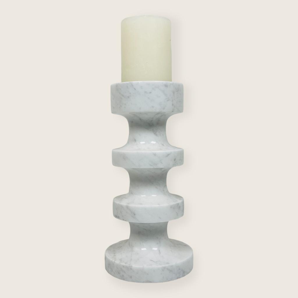 Stacked Disc Grey Marble Candle Stand (Middle)