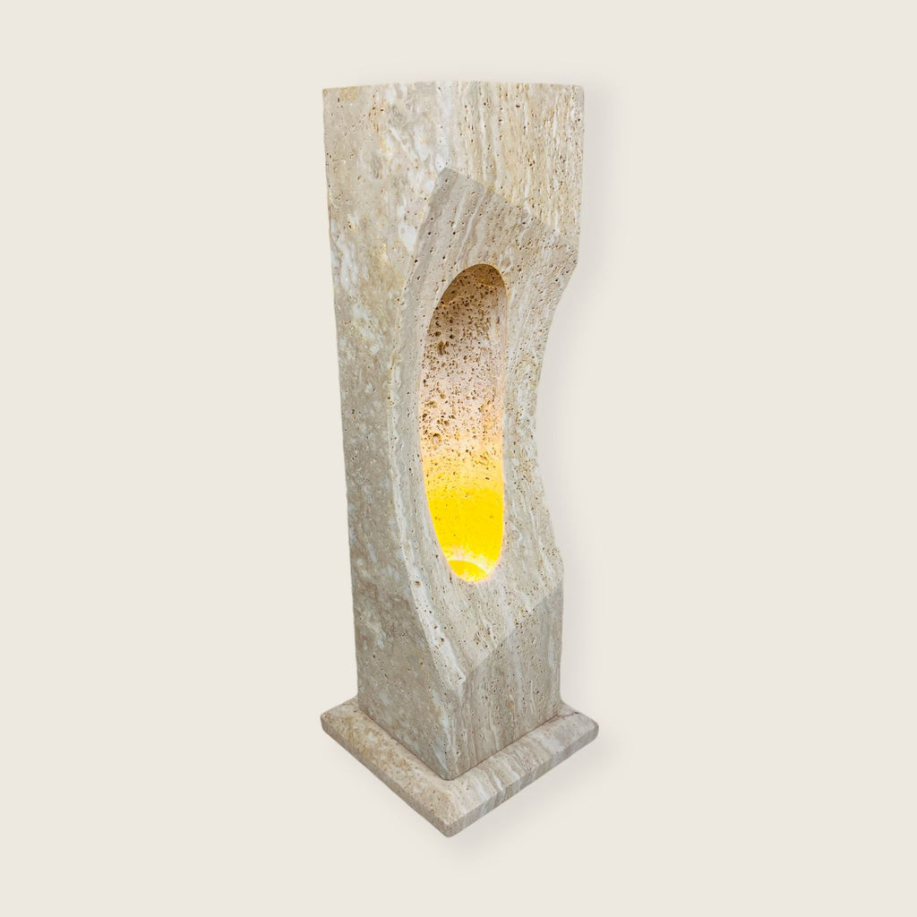 Irregular Crescent Stone Floor Lamp