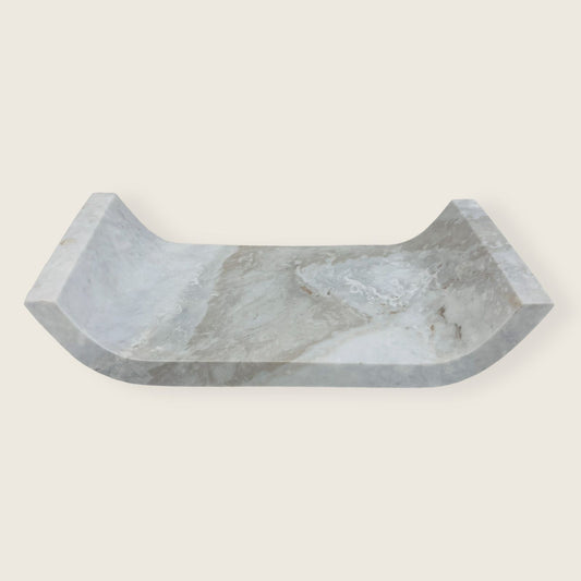 Travertine Grey Marked Curved Tray