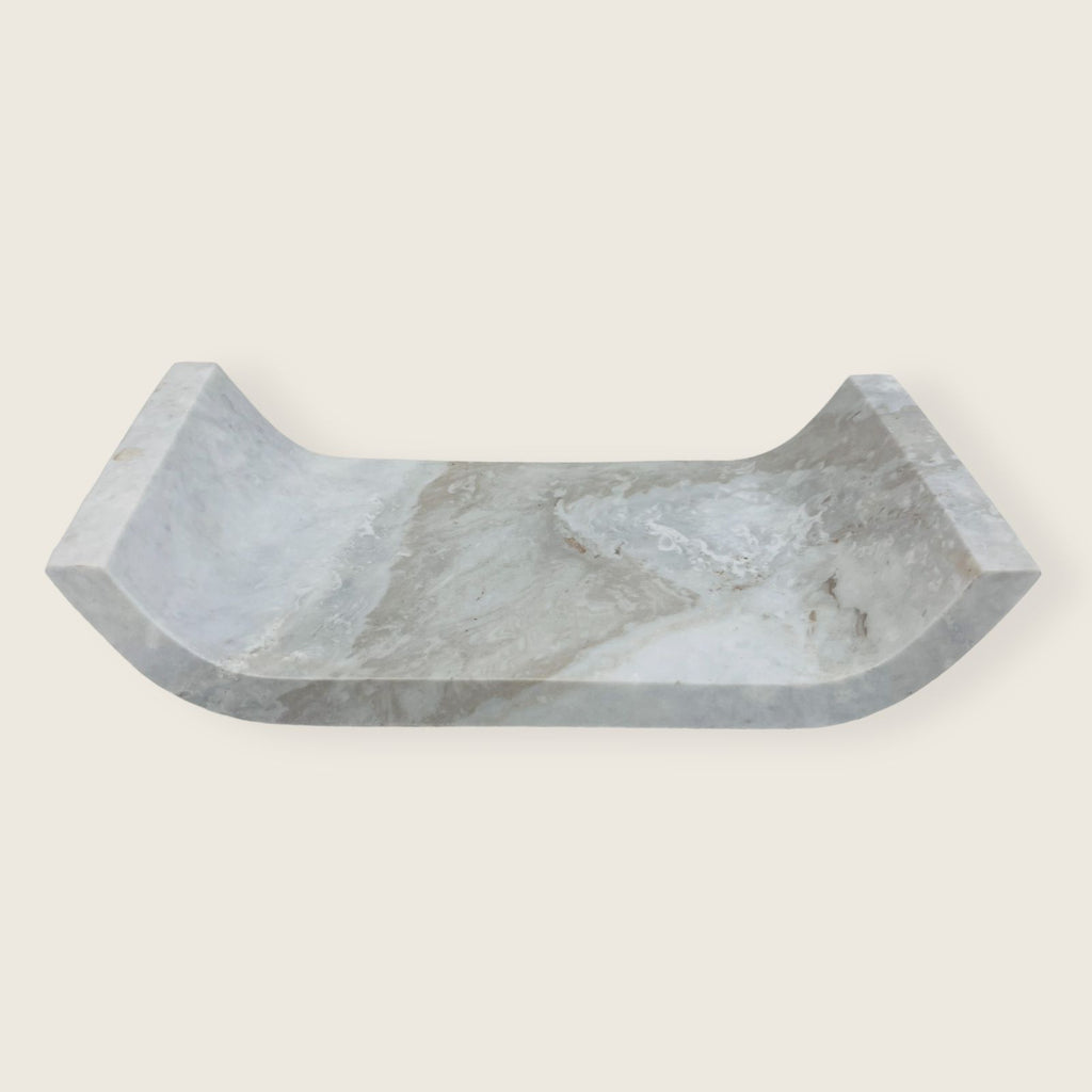 Travertine Grey Marked Curved Tray