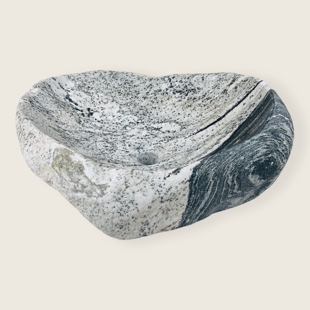 Heart Shaped Grey Dipped River Stone Sink