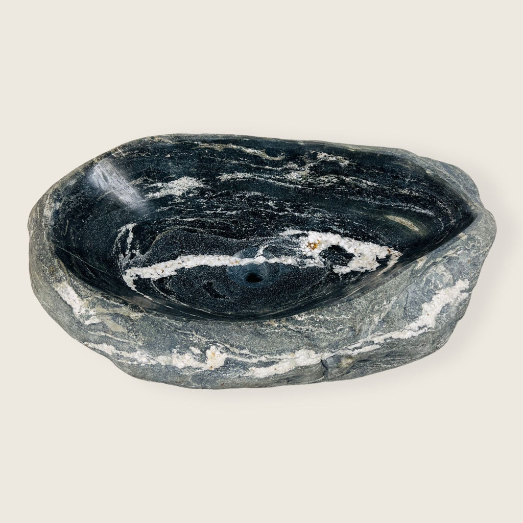 Deep White Rippled River Stone Sink