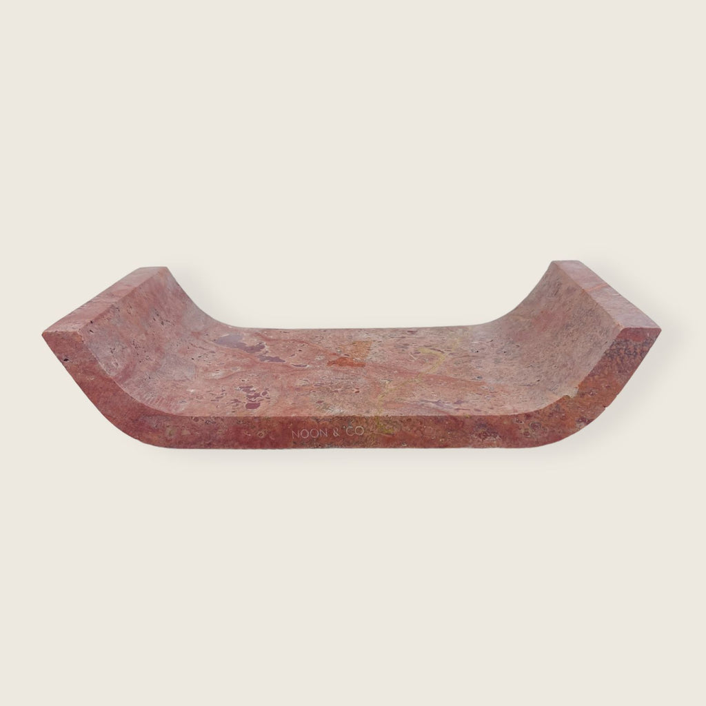 Red Travertine Curved Tray