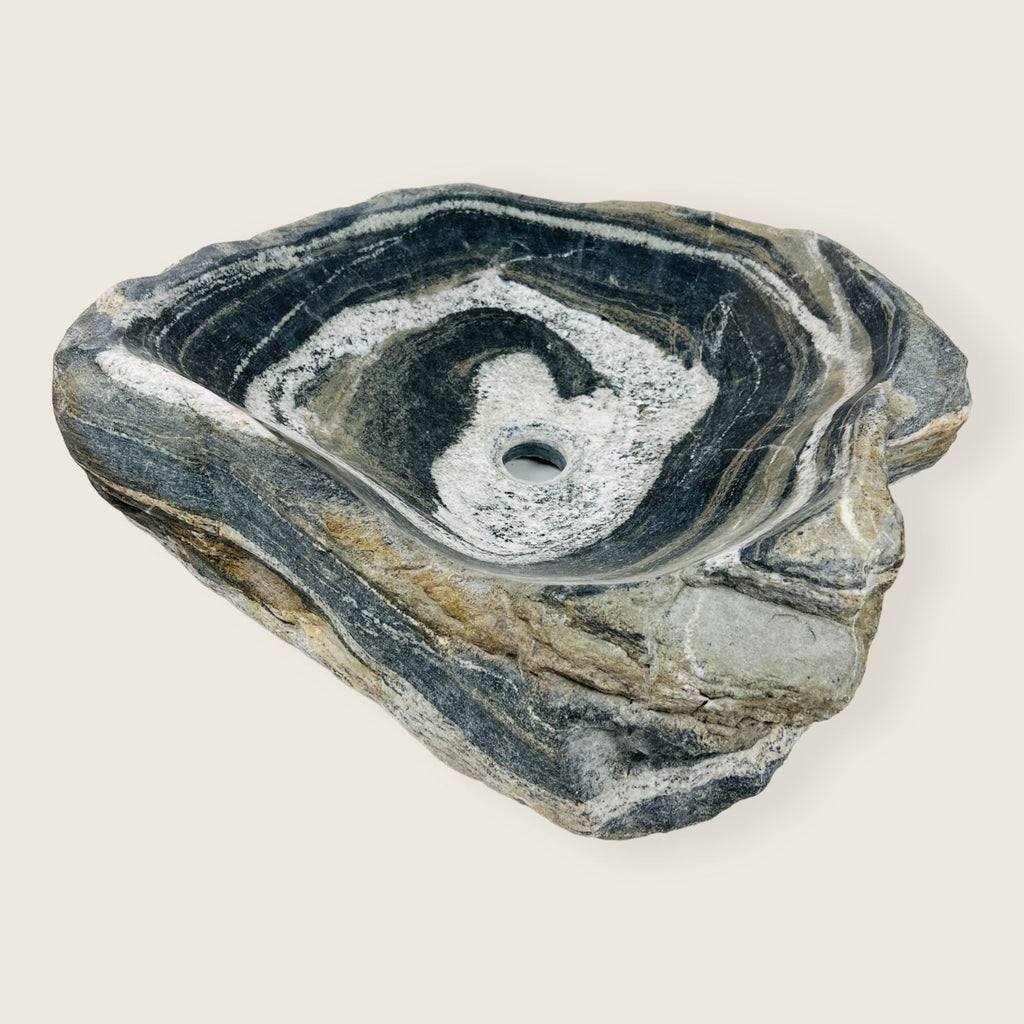 Black And White Rippled River Stone Sink