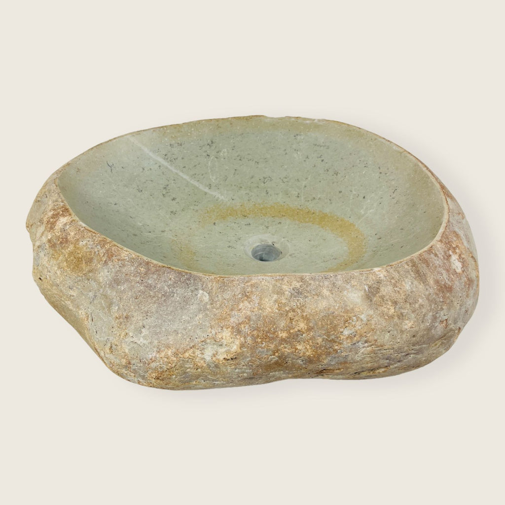 Mustard Ringed River Stone Sink