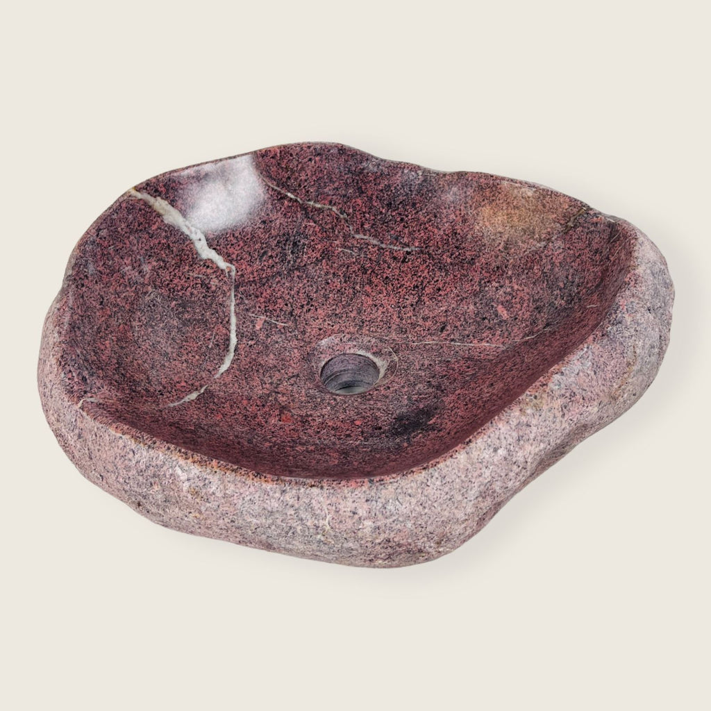 Flaming Red Ringed  River Stone Sink