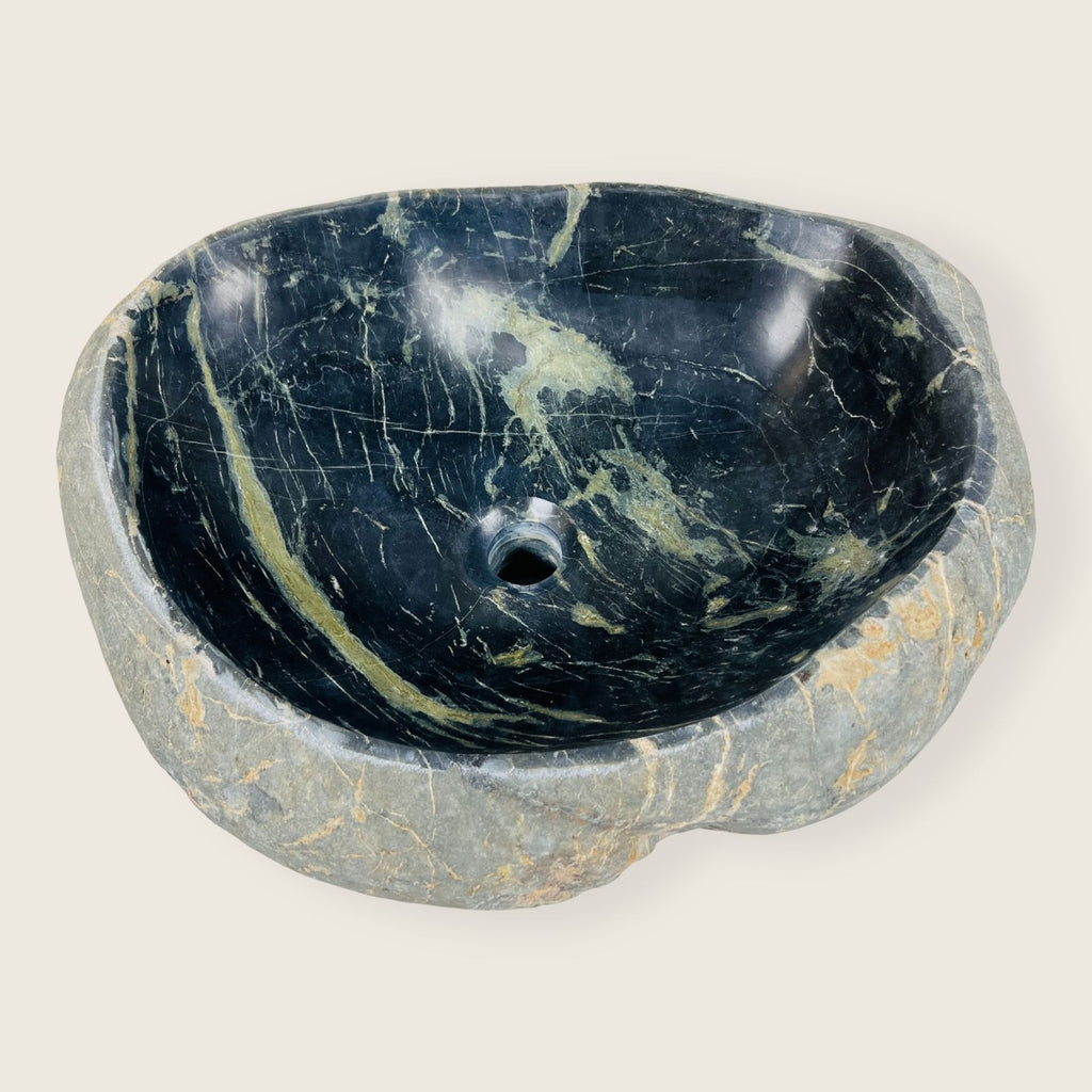 Lime Green Striped River Stone Sink