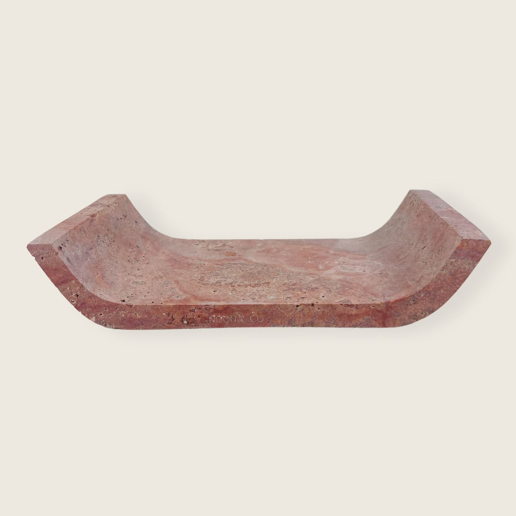 Red Travertine Curved Tray